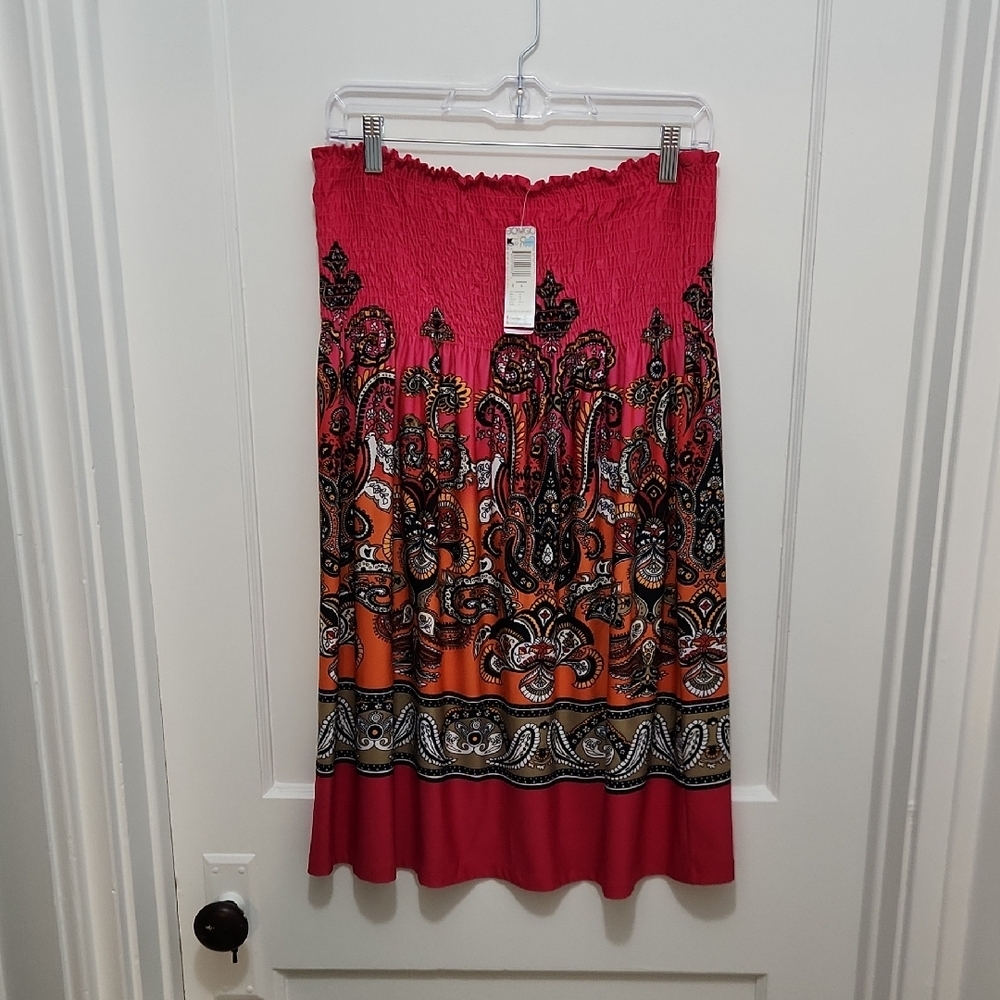 NWT Y2K Bongo Shirred Smocked Strapless Top Size Large